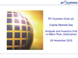 PV Crystalox Solar Analysts and Investors Presentation