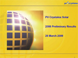 PV Crystalox Solar Preliminary Results for 2008